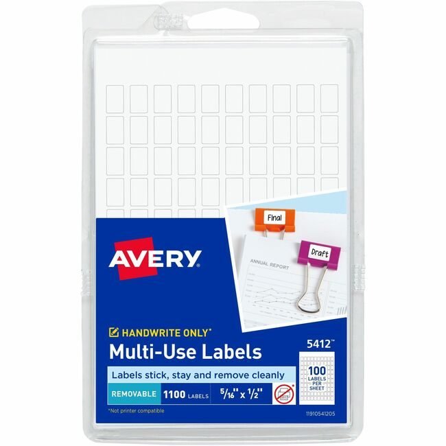 Avery Products Corporation Label Removeable 0.3X0.5 We AVE05412