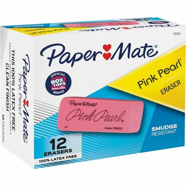 Newell Brands Paper Mate Eraser Pink Pearl Large 12 Pack PAP70521