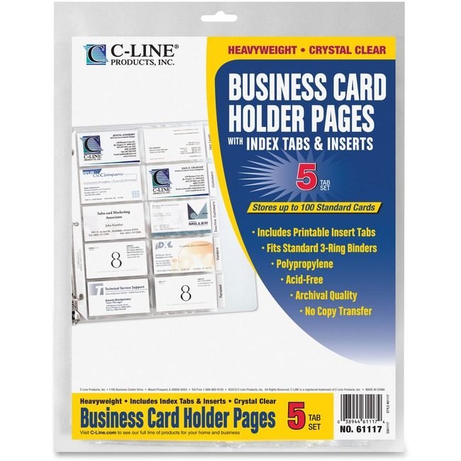 C-Line Products Refill Busncard W/Tabs Letter CLI61117