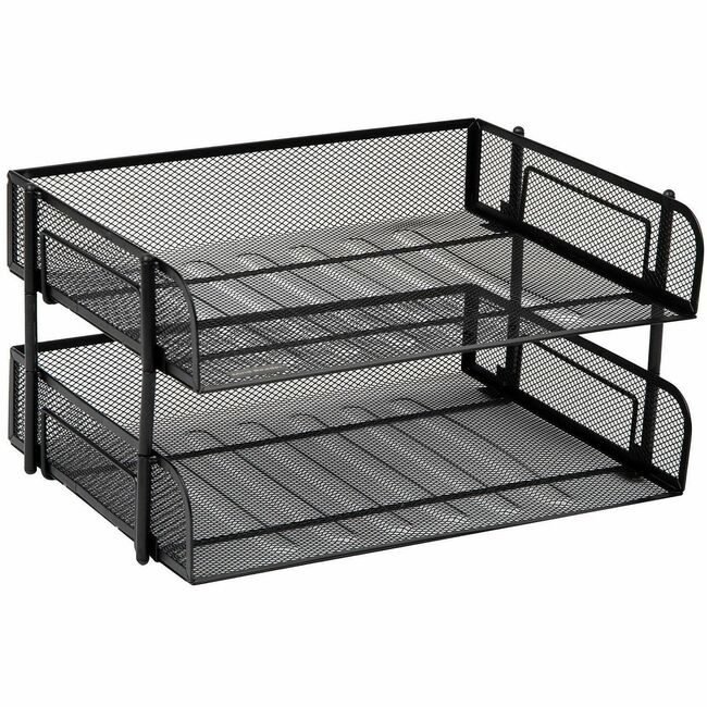 Mind Reader Products Tray Letter 2 TIER Mtl Mesh Black EMSESTACK2BLK