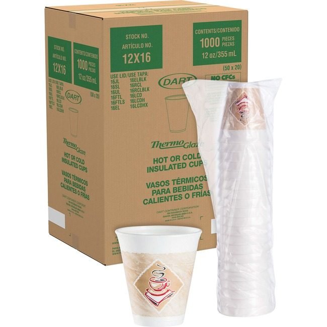 Dart Container Corporation Cup Foam Cafe 12OZ DCC12X16G