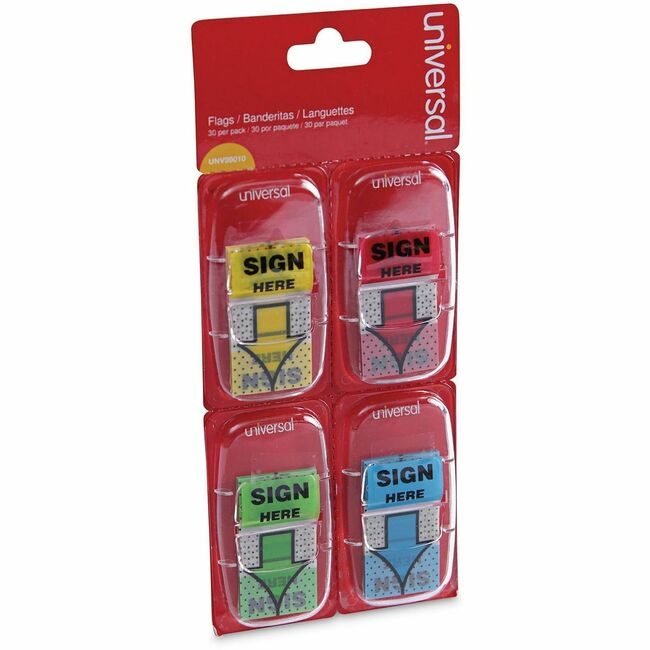 Universal Office Products Flag 1" Sgnhere 120 Pack Assorted UNV99010