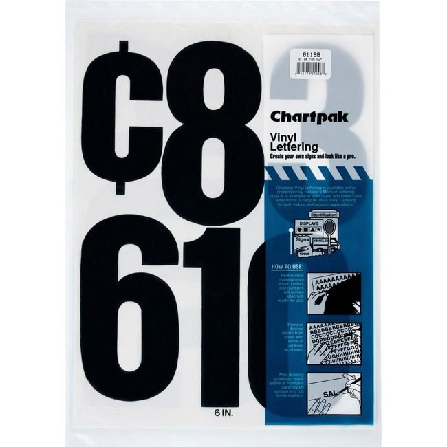 Chartpak Numbers Vinyl 6" Black CHA01198