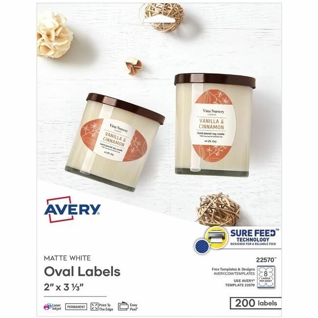 Avery Products Corporation Label Paper We Ovl 2X3-1/3 AVE22570