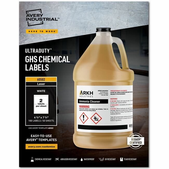 Avery Products Corporation Label Ghschemical 4.75X7.75 AVE60502