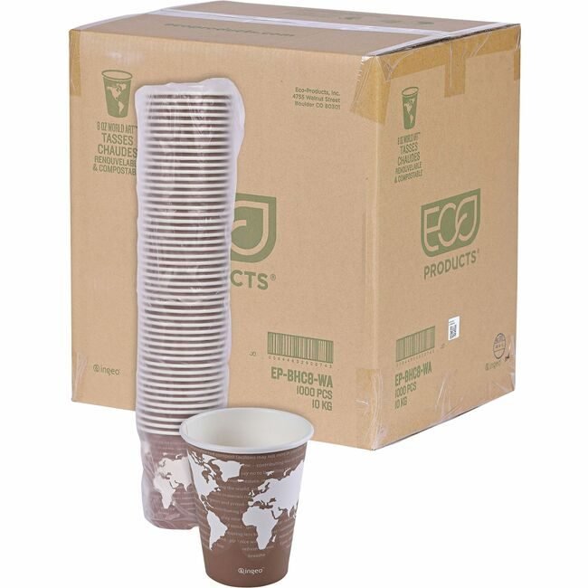 Eco-Products Cup Hot World Art 8OZ ECOEP-BHC8-WA