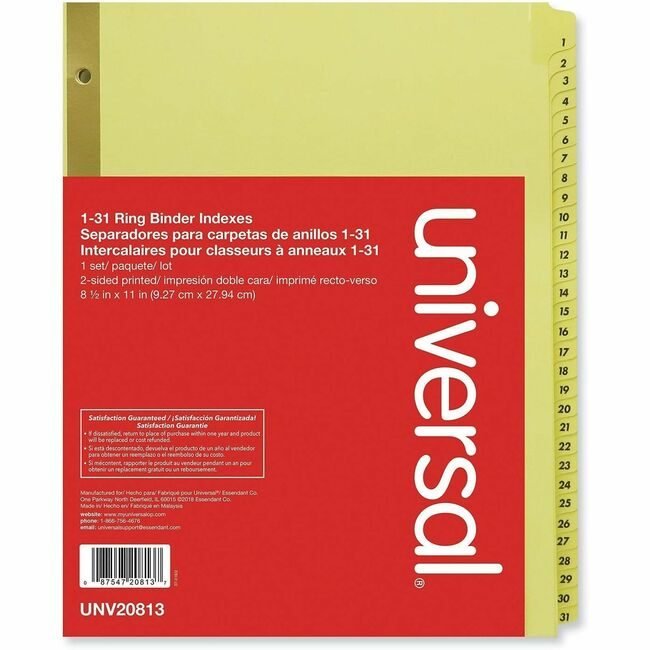 Universal Office Products Index Binder Letter 1-31 UNV20813