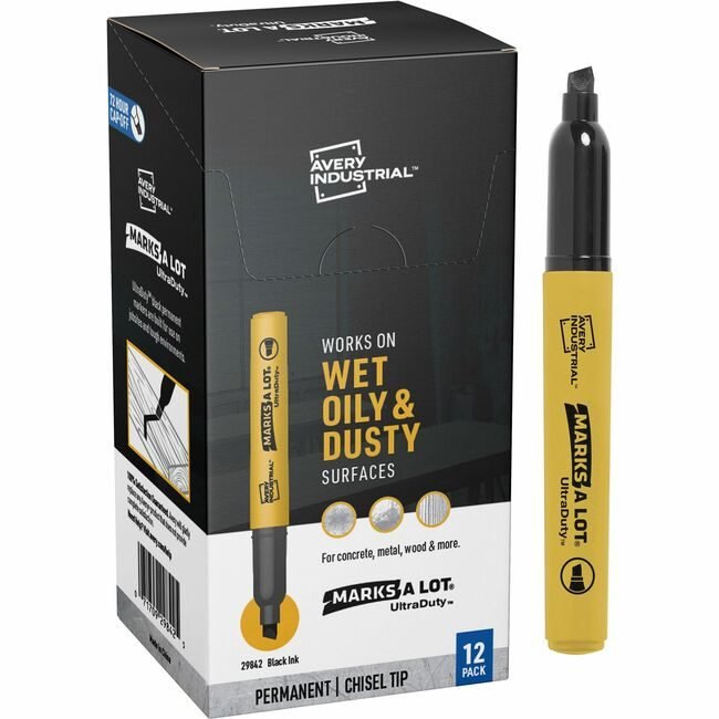 Avery Products Corporation Marker Chisel Perm Black 12 Pack AVE29842
