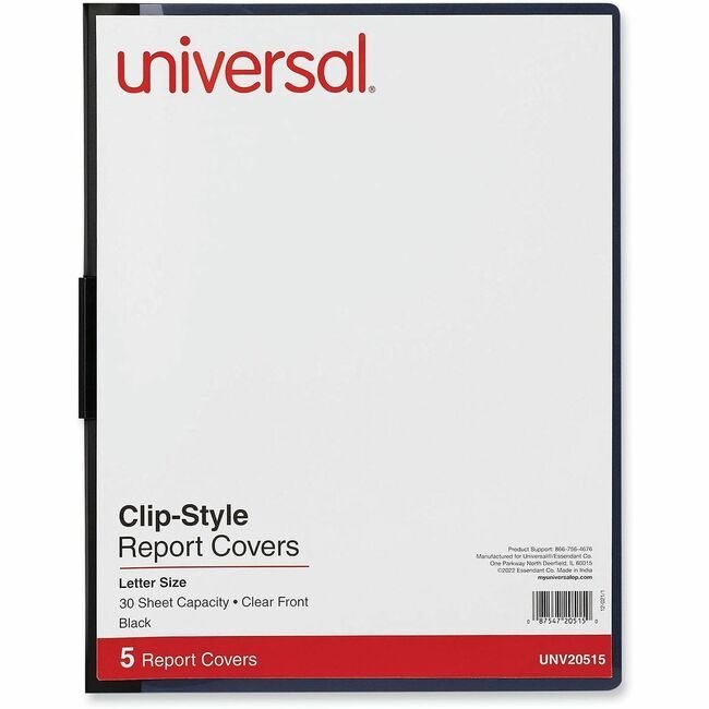 Universal Office Products Cover Report 30SHT 5 Pack Black UNV20515