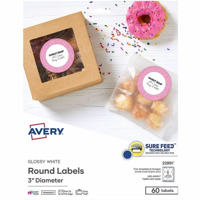 Avery Products Corporation Label 3"ROUND White 60 AVE22891