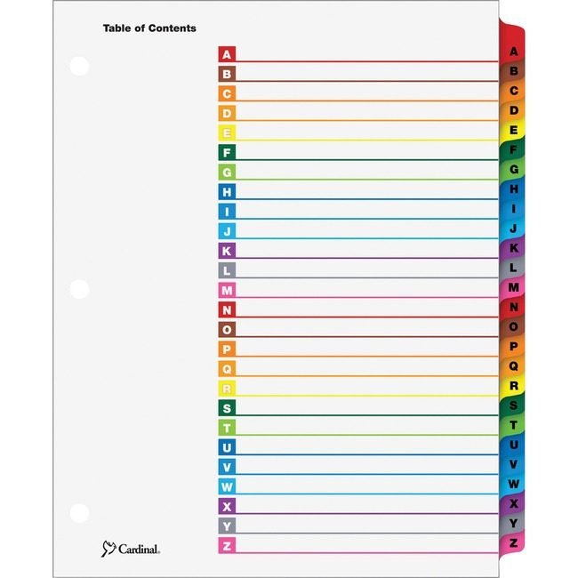 TOPS Products / Cardinal Brands Index 11X8.5 A-Z Mi CRD60218
