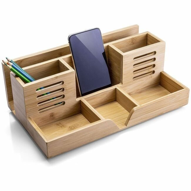 Officemate Organizer Dsk 9 CMPMT Bamboo OIC71001