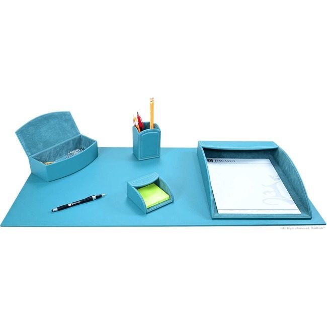 Dacasso Dsk St Lthr 5PC Teal DACK7202