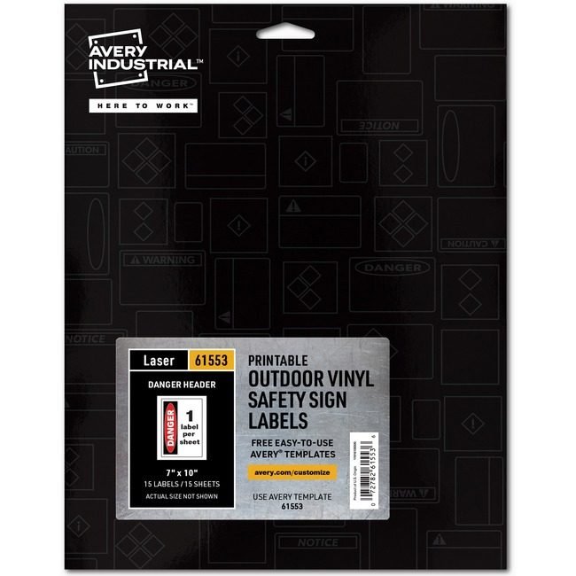 Avery Products Corporation Sign Label Danger 7X10 AVE61553