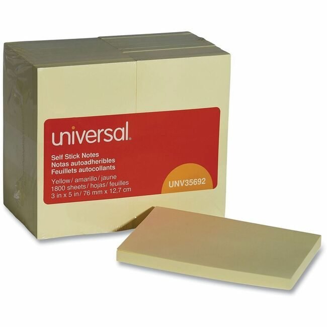 Universal Office Products Note Slfstk 3X5 18PD/PKYW UNV35692