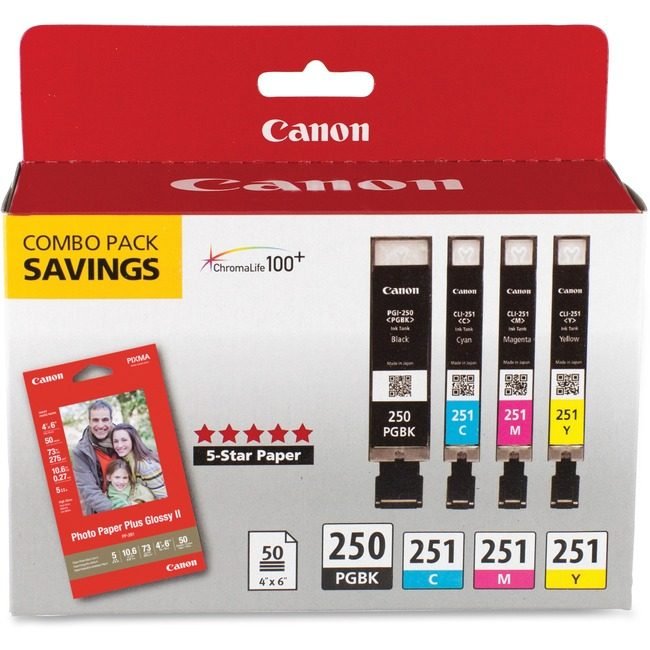 Canon U.S.A. Crtdgs Ink Black C M Y 50 4X6 CNM250BK/CLI251