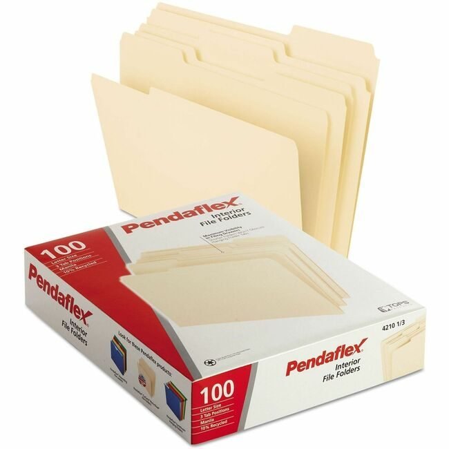 Pendaflex Folders Letter 1/3TAB Manila PFX421013