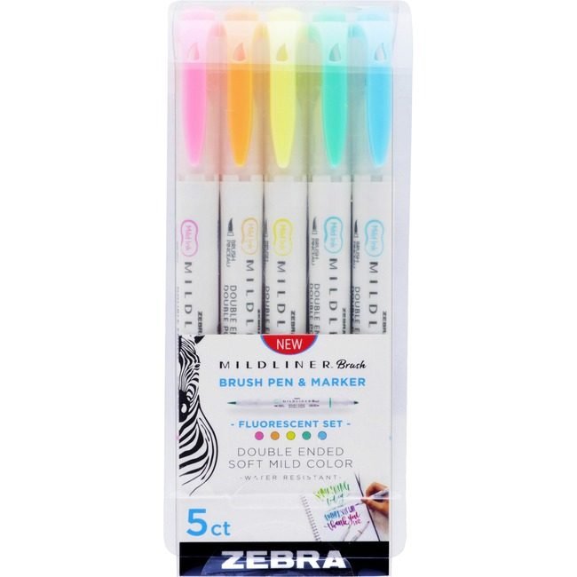 Zebra Pen Corporation Brush Mldlnr Fluo 5 Pack Assorted ZEB79105