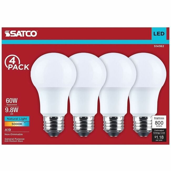 Satco Products, Inc. Bulb Led A19 9.8W 5K 4/PK SDNS14362