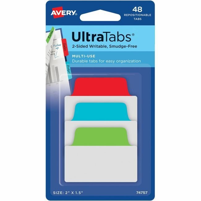 Avery Products Corporation Tabs Ultra 2" Primary 48 Pack AVE74757