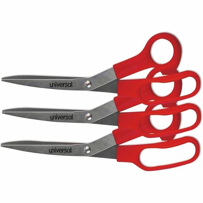 Universal Office Products Scissors 8" Bent 3/PK Red UNV92019
