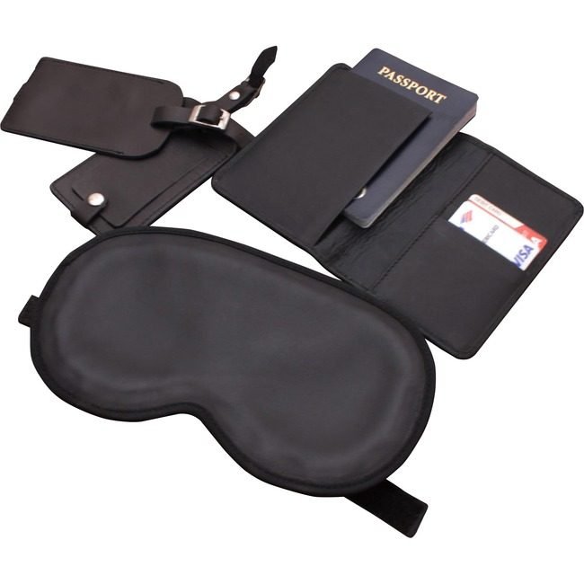 Dacasso Set Travel Accs Lthr Black 4PC DACE1010