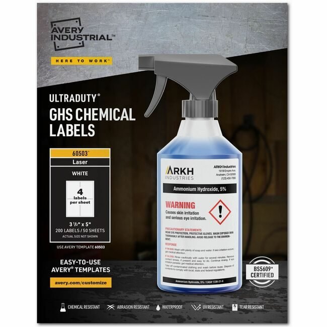 Avery Products Corporation Label Ghs Chemical 3.5X5 We AVE60503