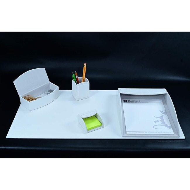 Dacasso Dsk St Lthr 5PC White DACK7002
