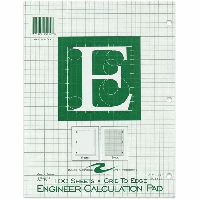 Roaring Spring Paper Products Pad Engineers 100SHEET Green ROA95582