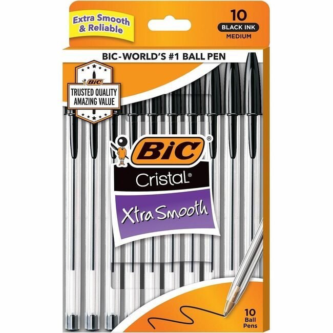 BIC Corporation Pen Cristal Stick 10 Count Black BICMSP10BK