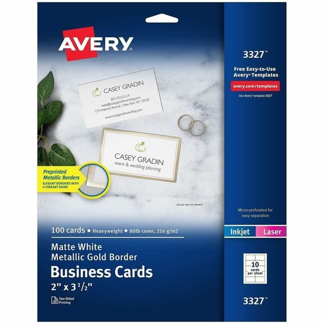 Avery Products Corporation Businesscards Gold 2X3.5IN AVE03327