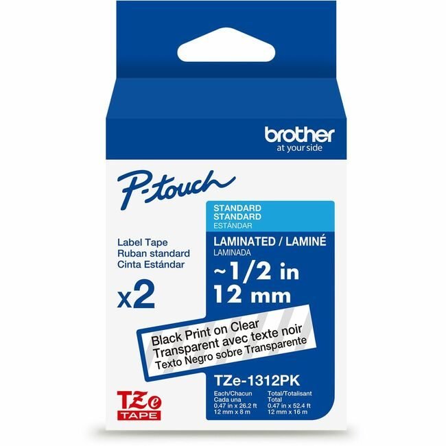 Brother International Crtdg Tape Black On Clear 2 BRTTZE1312PKG