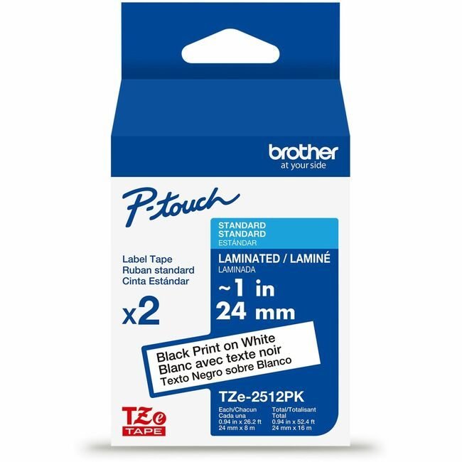 Brother International Crtdg Tape Black On White 2 BRTTZE2512PKG