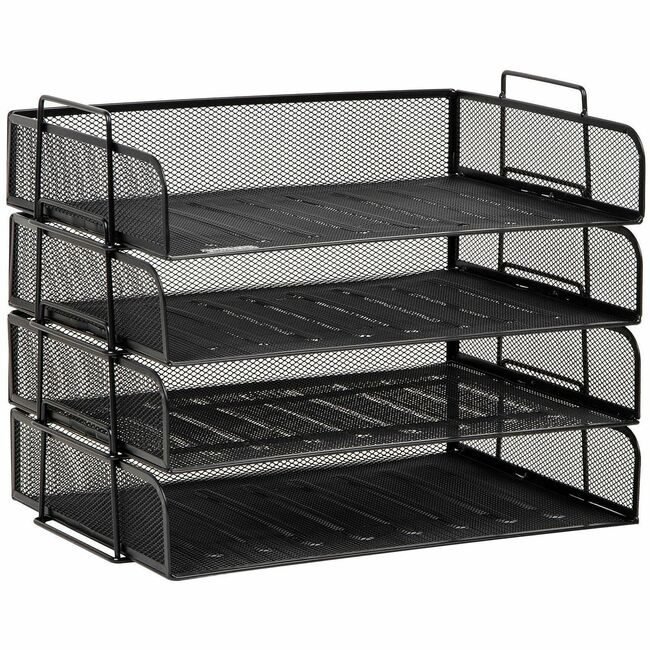 Mind Reader Products Tray Letter 4 TIER Mtl Mesh Black EMSDSTACK4BLK