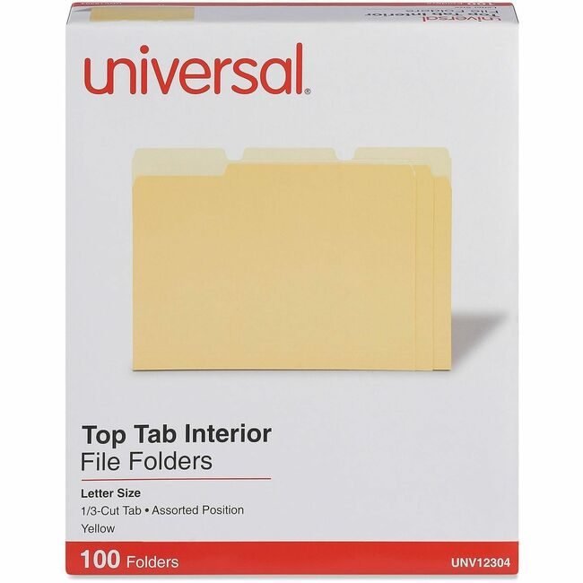 Universal Office Products Folder Intr 1/3CUT Letter Yellow UNV12304