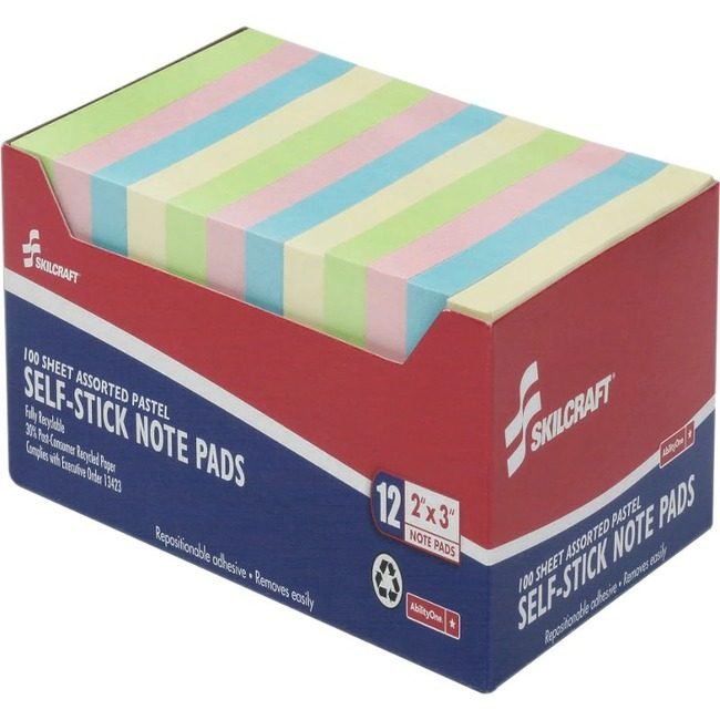 SKU-LEVEL VERIFICATION REQUIRED Notepad Slfstk 2X3 12 Pack Assorted NSN3982660