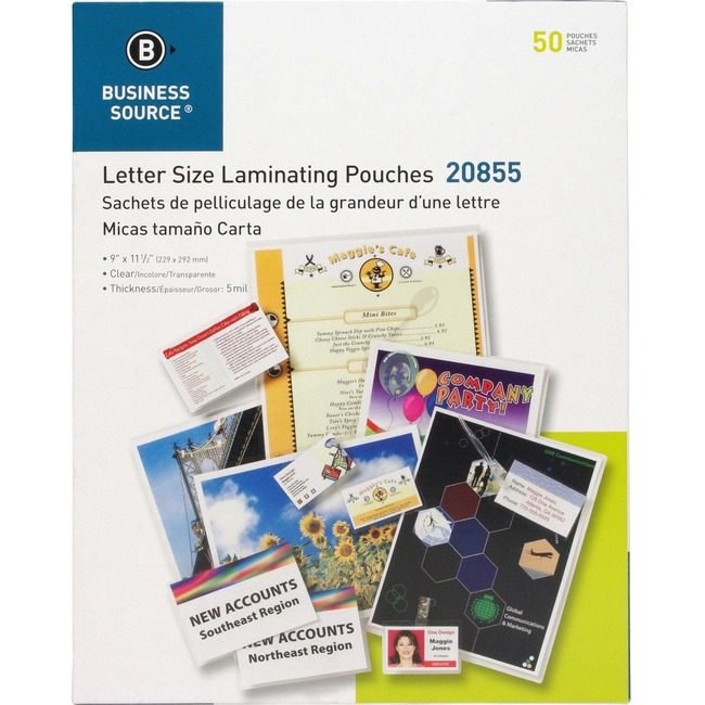 Business Source Pouch Laminate Letter 5MIL BSN20855