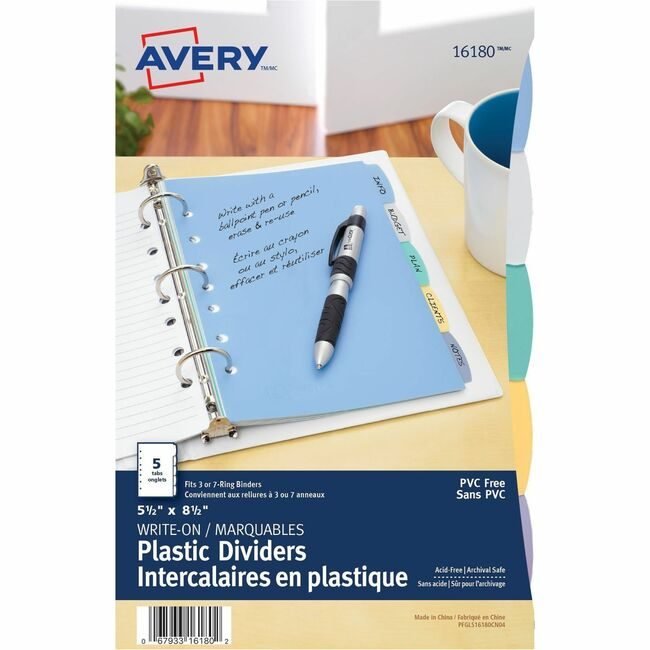 Avery Products Corporation Dividers Mini 5TAB Write-On AVE16180