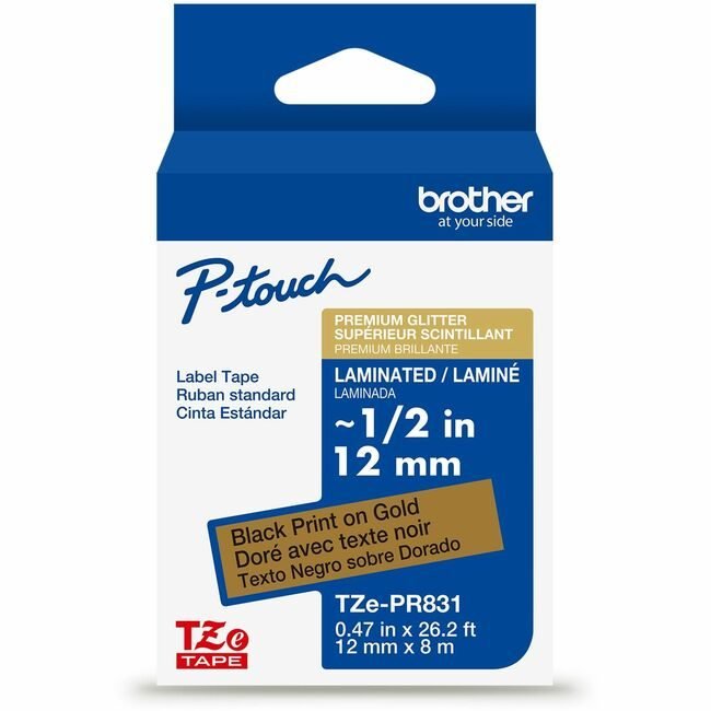Brother International Tape Label 1/2" Bk/Gli BRTTZEPR831G
