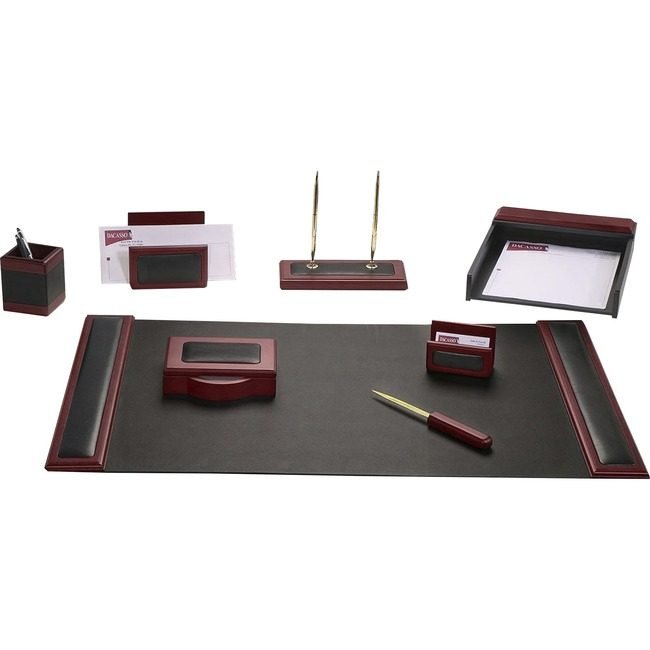 Dacasso Dsk St Lthr Rosewood 8PC DACD8012