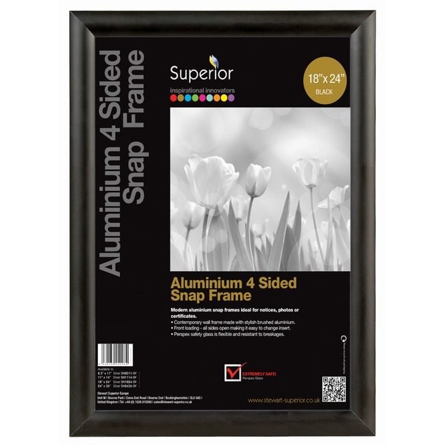 Stewart Superior Seco Snapframe Almnm 18X24 Black SSCSN1824BLACK