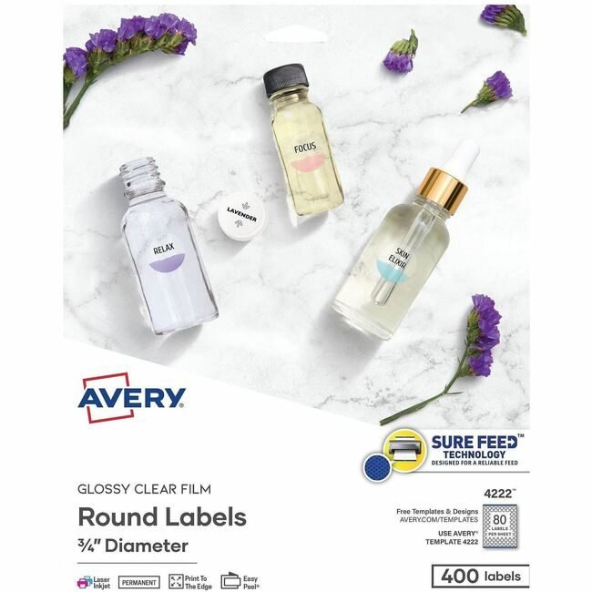 Avery Products Corporation Labels Round 3/4" 80UP Clear AVE4222
