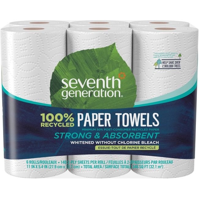Seventh Generation Towels Paper 140SHT 6RL/PK SEV13731CT