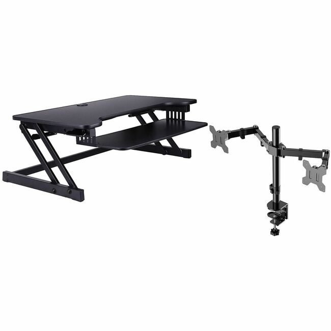 Rocelco Riser Desk Arm Bndl 37"W Black RCLRDADRBDM2