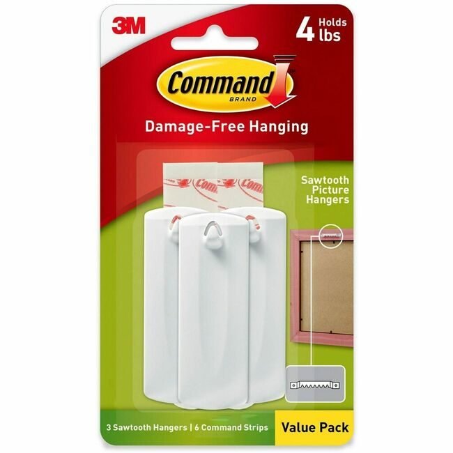 3M Company Hooks Sawtooth 3 Pack White MMM17042ES
