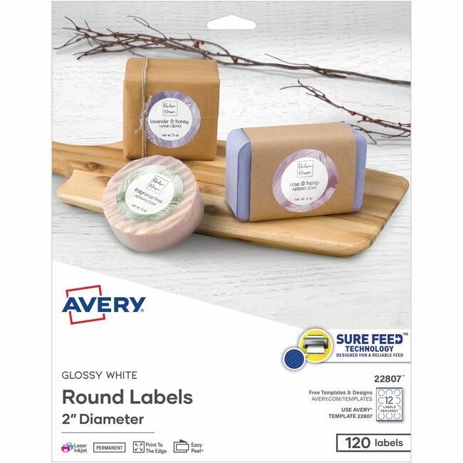 Avery Products Corporation Label Round 2" Glossy White AVE22807