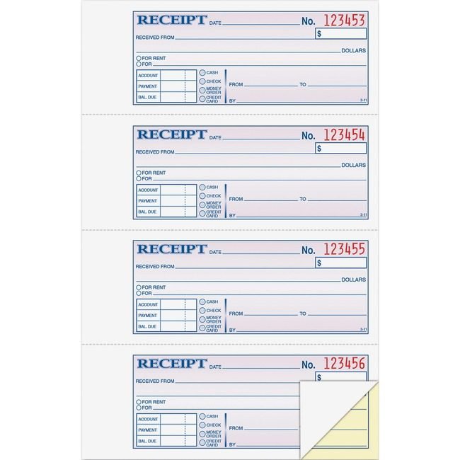 Adams Business Forms Book Carbnless Rent/Receipt ABFDC1182