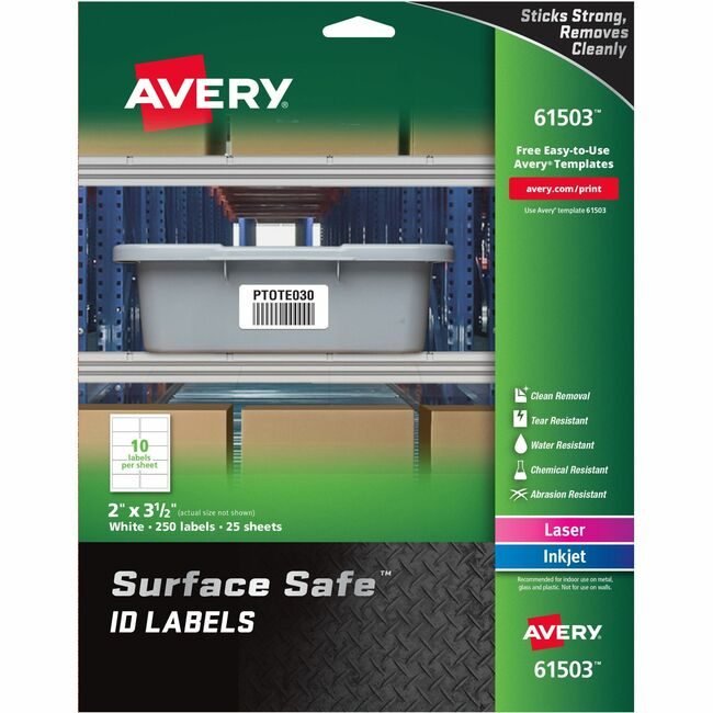 Avery Products Corporation Label Srfsafe Rem White 250 Pack AVE61503
