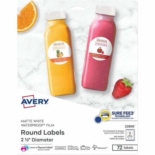 Avery Products Corporation Labels Dur Rnd 9UP 72 Pack We AVE22856
