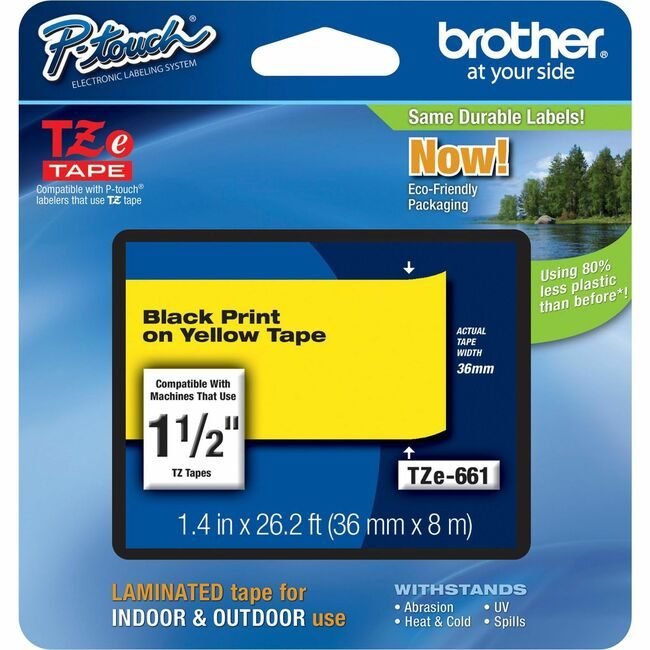 Brother International Cartridge Tape 1 1/2" Bk/Yw BRTTZE661